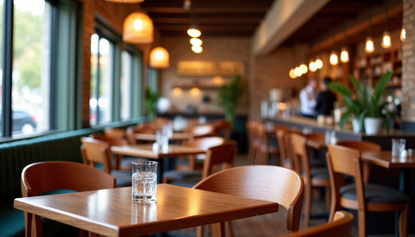 Intérieur du café Le Lieu à Annonay avec mobilier chiné, ambiance chaleureuse et lumière naturelle
