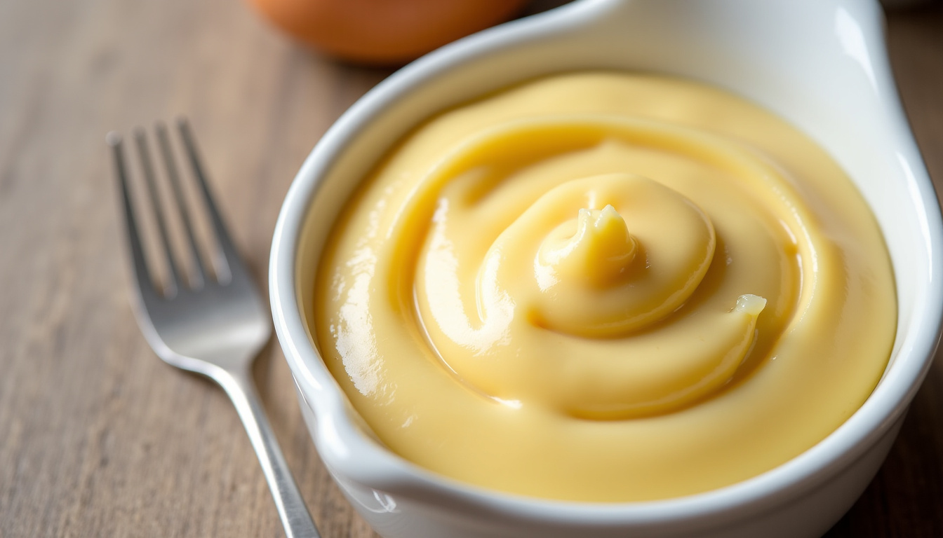 Étapes de préparation de la mayonnaise maison dans un cul-de-poule