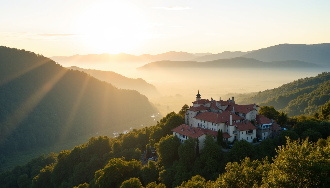 Vue panoramique sur Les Vans en Ardèche, entourée de collines et de verdure, illustrant le cadre de vie exceptionnel