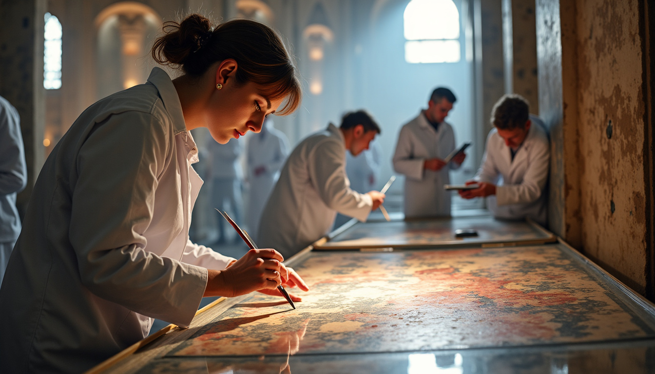 Restauration du Jugement Dernier de Michel-Ange en 2026, avec échafaudage et équipe de spécialistes au travail