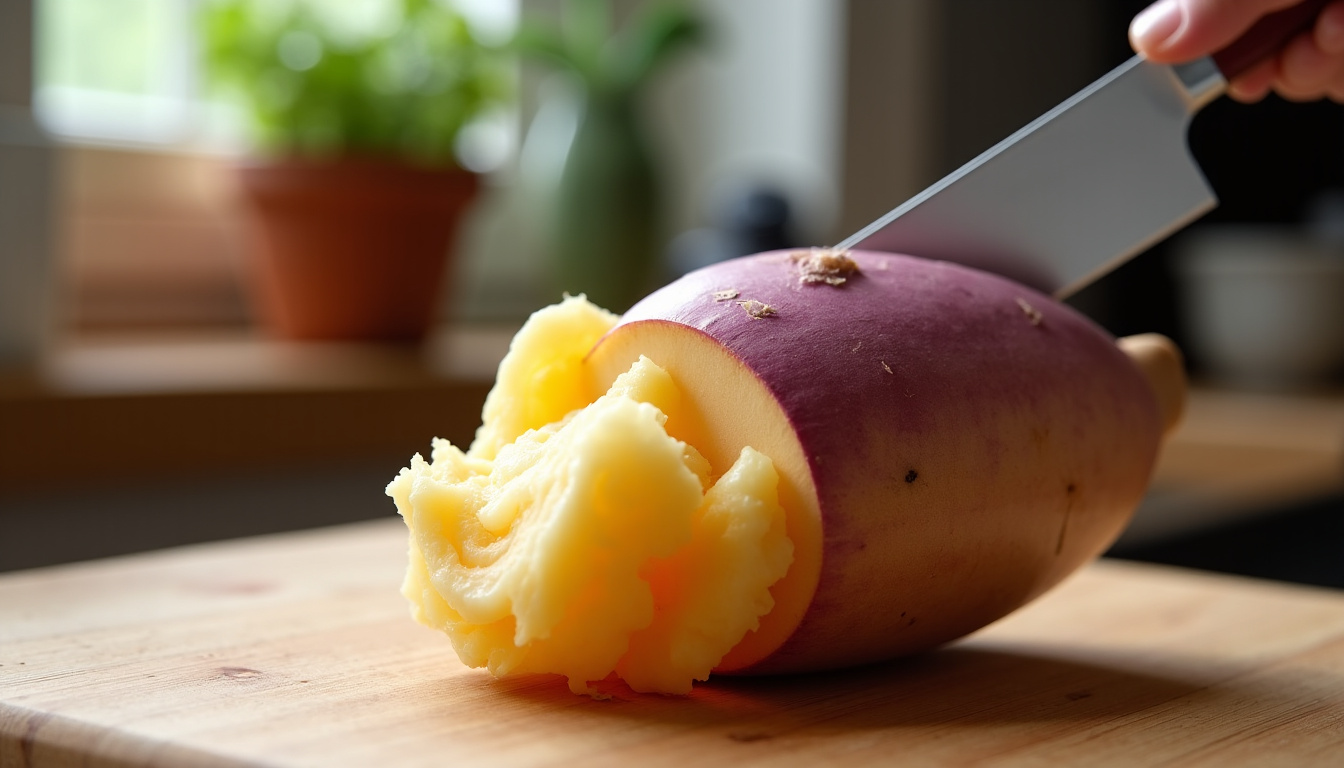 Sélection et préparation d’un rutabaga frais sur une planche en bois