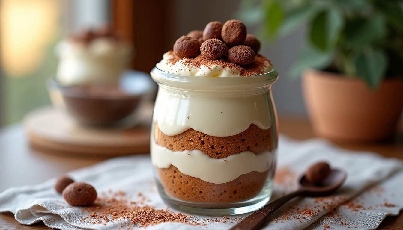 Préparation du tiramisu Kinder Bueno avec les ingrédients de base et les ustensiles nécessaires