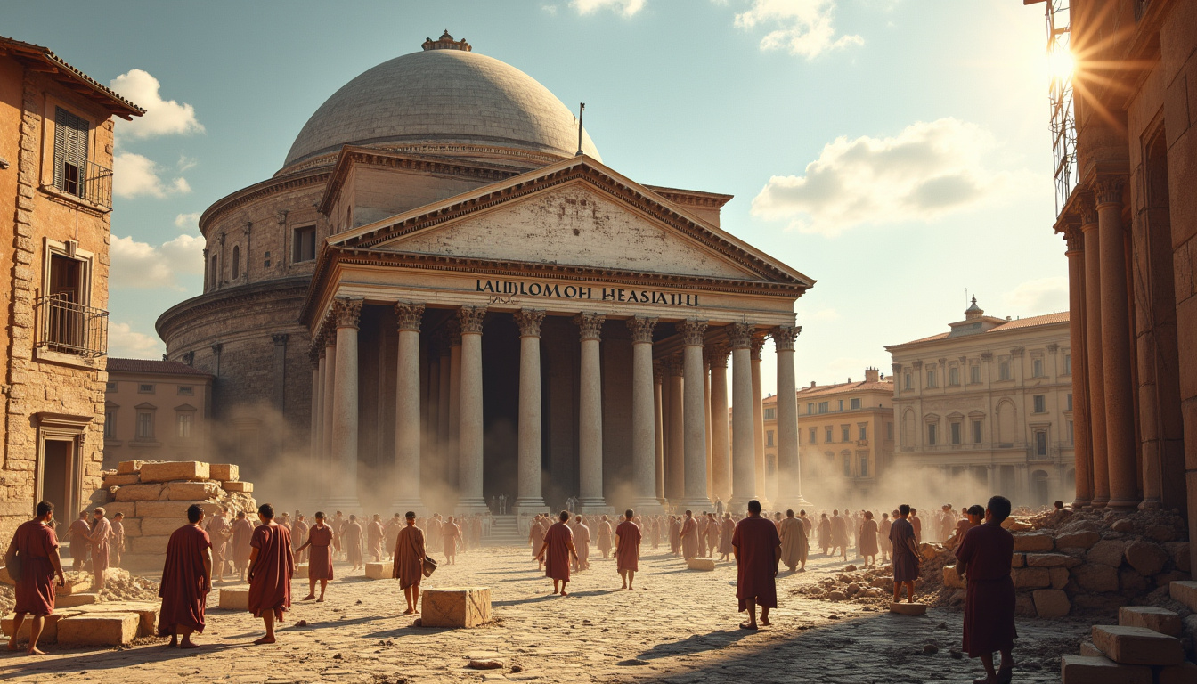 Reconstitution historique de la construction du Panthéon sous Hadrien