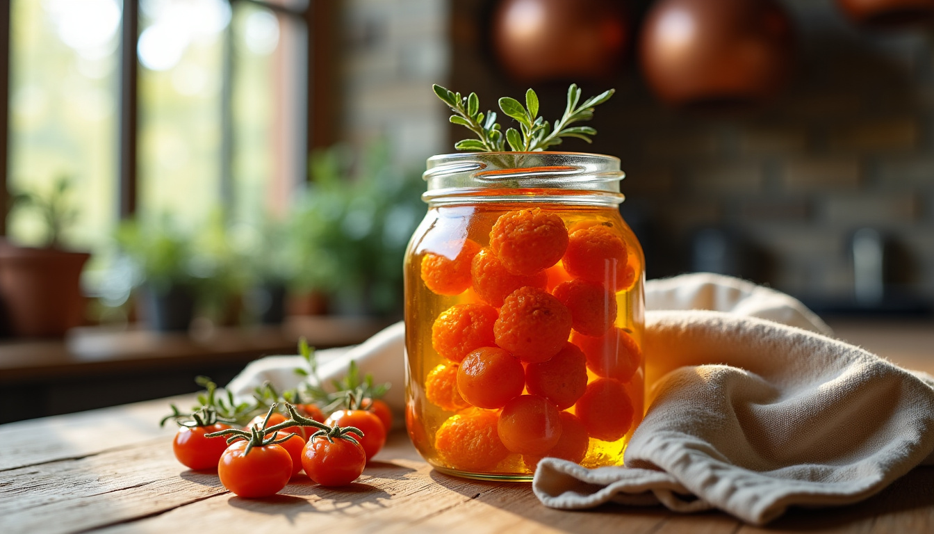 Tomates séchées conservées dans un bocal en verre avec de l