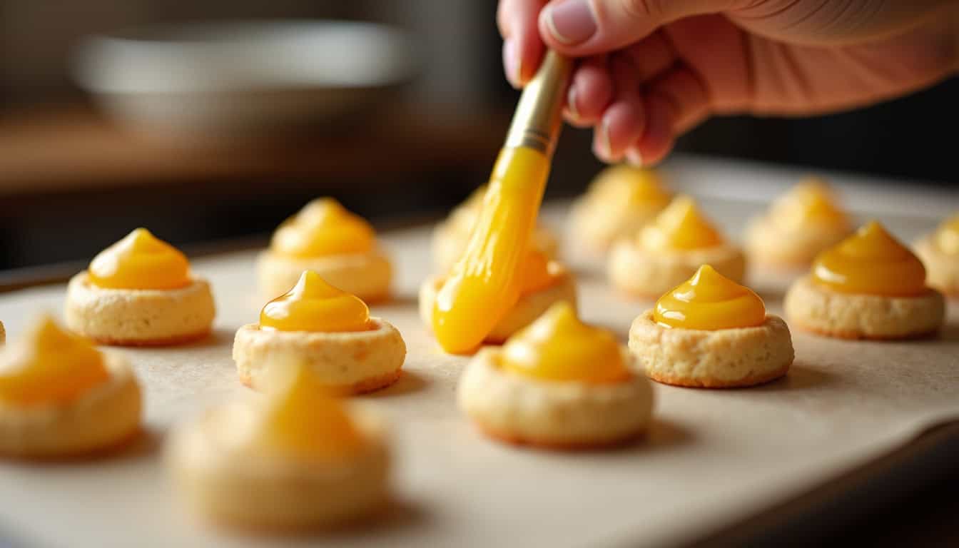Un jaune d’œuf utilisé pour dorer une pâte à choux avant cuisson
