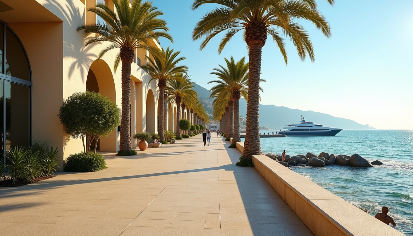 Accès à la Plage Beau Rivage à Nice par la Promenade des Anglais, vue depuis le trottoir