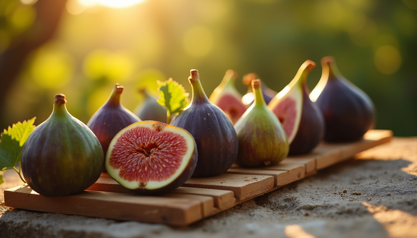 Figues fraîches disposées sur une claie en bois, exposées au soleil pour le séchage naturel