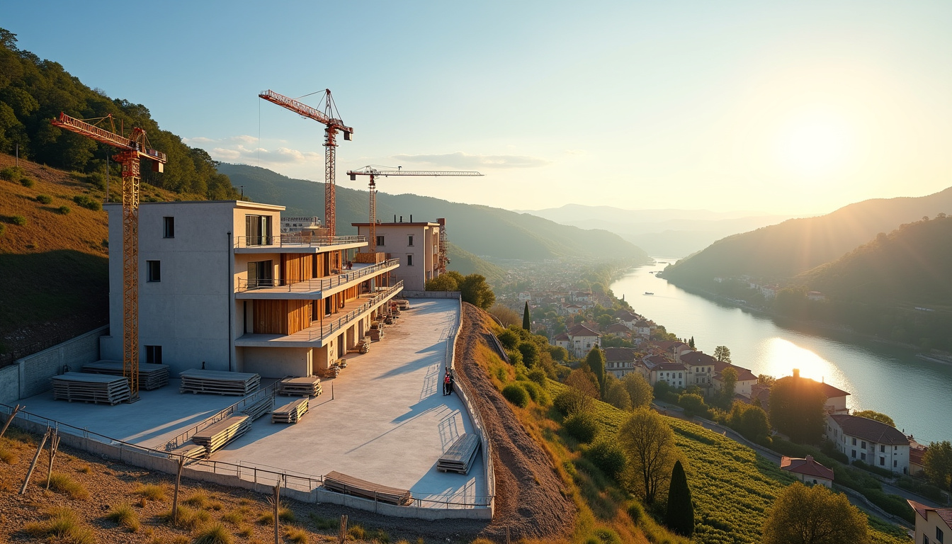 Résidence neuve en construction à Tournon-sur-Rhône avec vue sur le Rhône