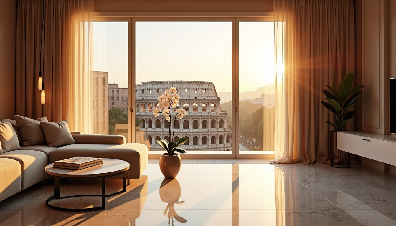 Suite contemporaine avec vue sur le Colisée depuis le Palm Suite à Rome