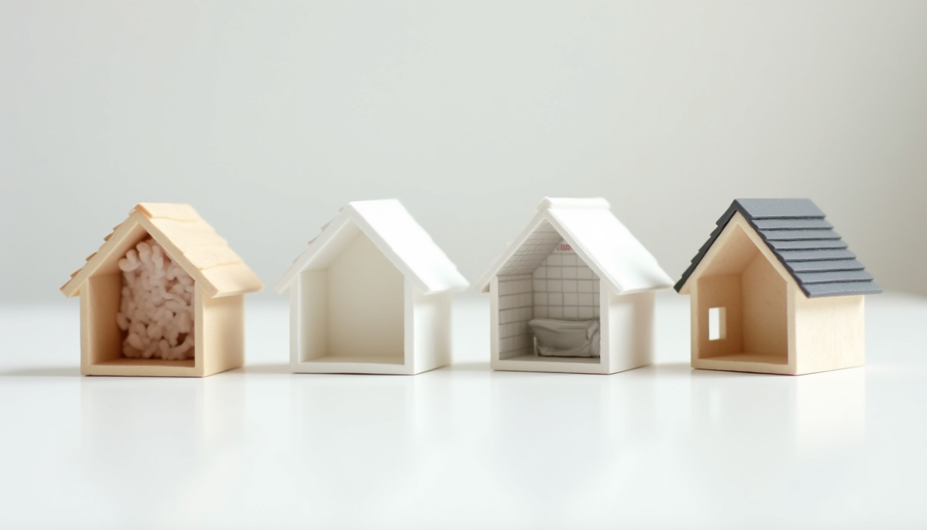 Tableau illustré des types de travaux proposés sur HabitatPresto: rénovation salle de bain, isolation, peinture, toiture