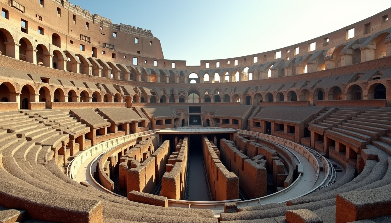 Vue intérieure du Colisée avec gradins et arène