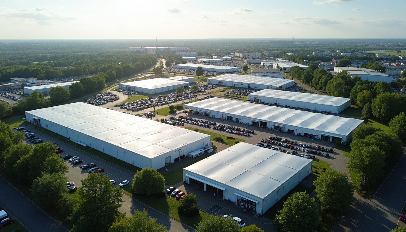 Vue aérienne du parc des expositions de Caen la mer lors de la Foire de Caen