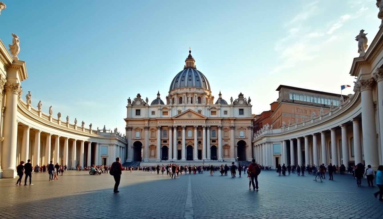 Vue extérieure de la basilique Saint-Pierre depuis la place Saint-Pierre à Rome
