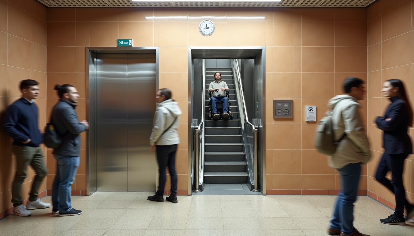 Station de métro à Rome avec ascenseur et monte-escalier en fonctionnement