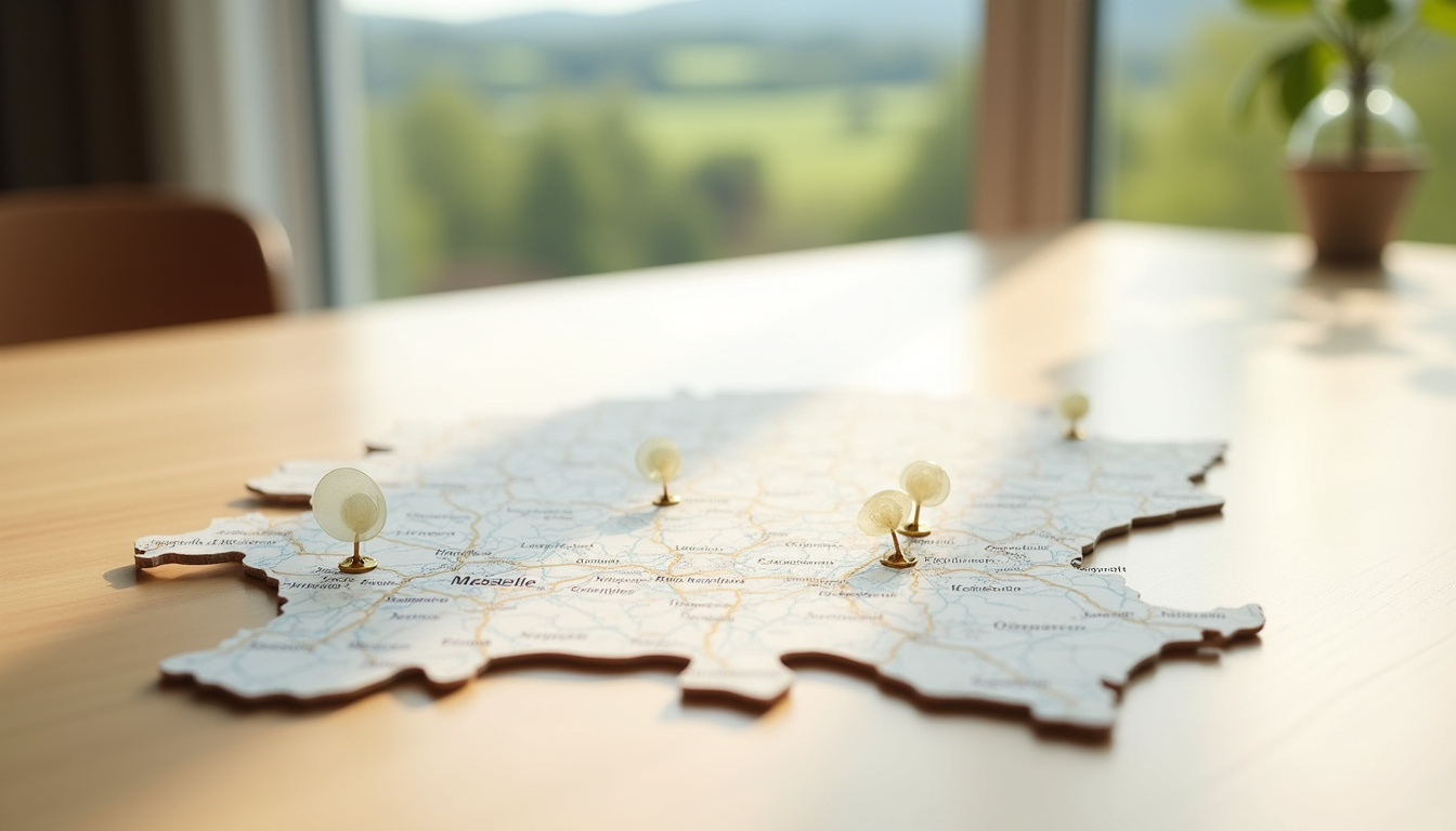 Cartographie des villes principales de la Moselle avec Metz, Thionville, Forbach et Sarreguemines