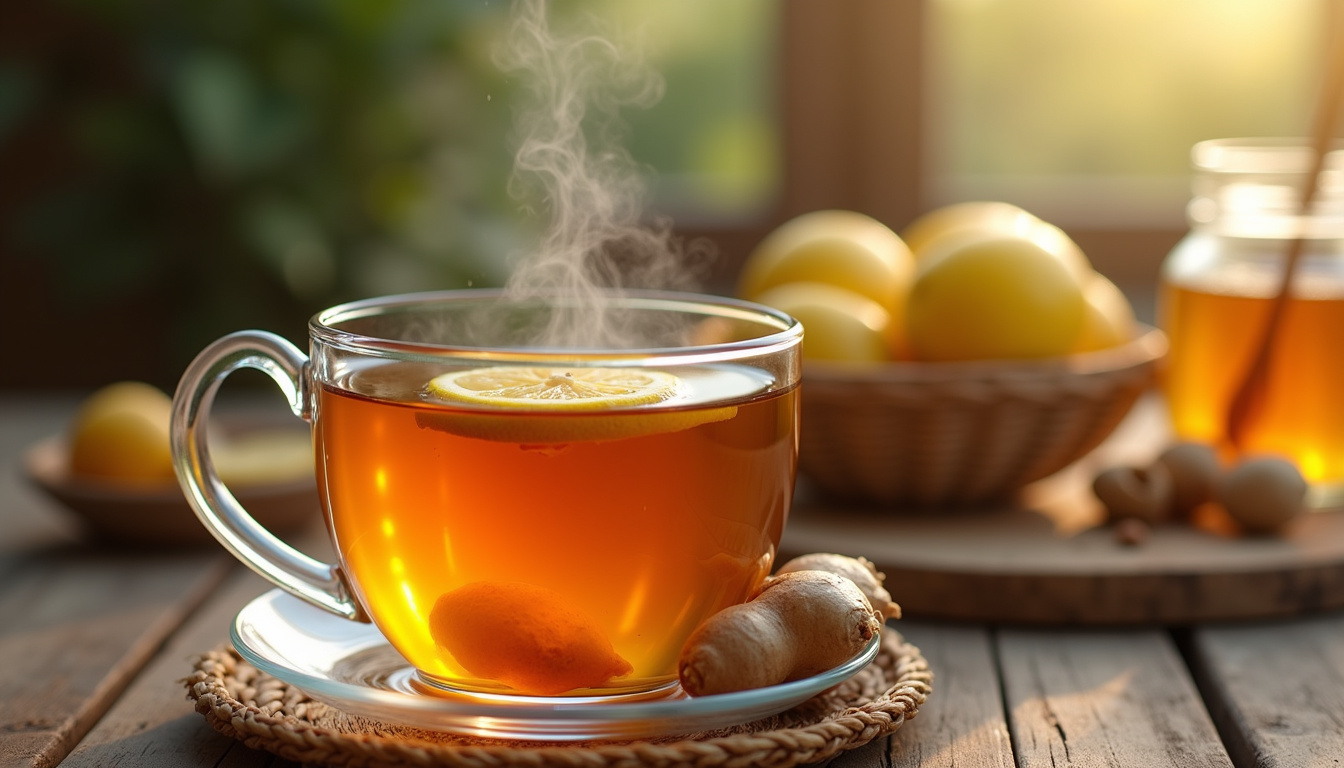 Préparation de la tisane anti-grippe avec gingembre, citron et miel