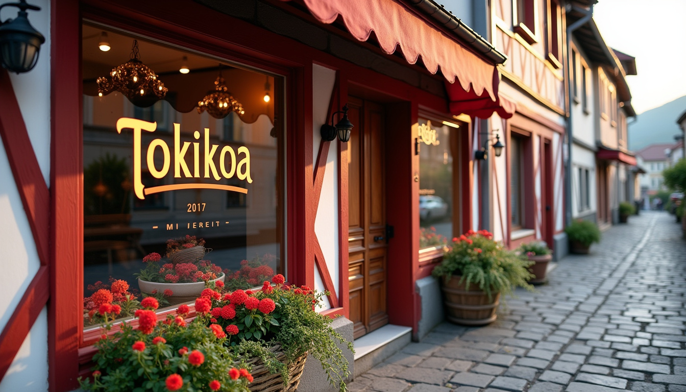 Logo du label Tokikoa apposé sur la vitrine d'un restaurant basque