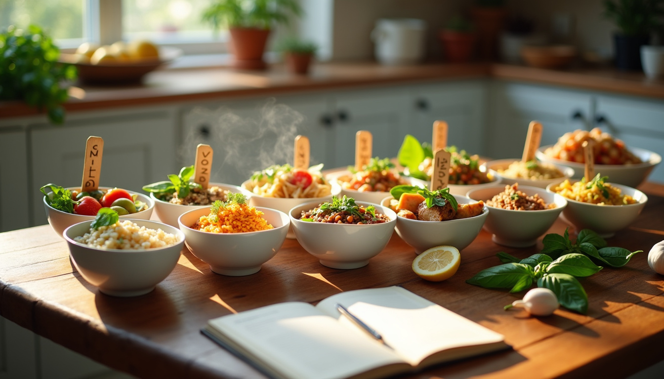 Planning de repas hebdomadaire avec recettes notées du lundi au dimanche