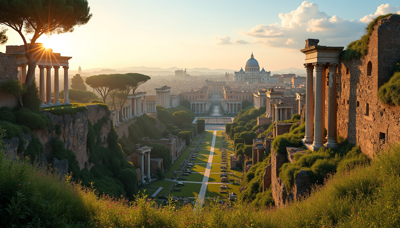 Vue d'ensemble des principaux sites archéologiques sur le mont Palatin à Rome