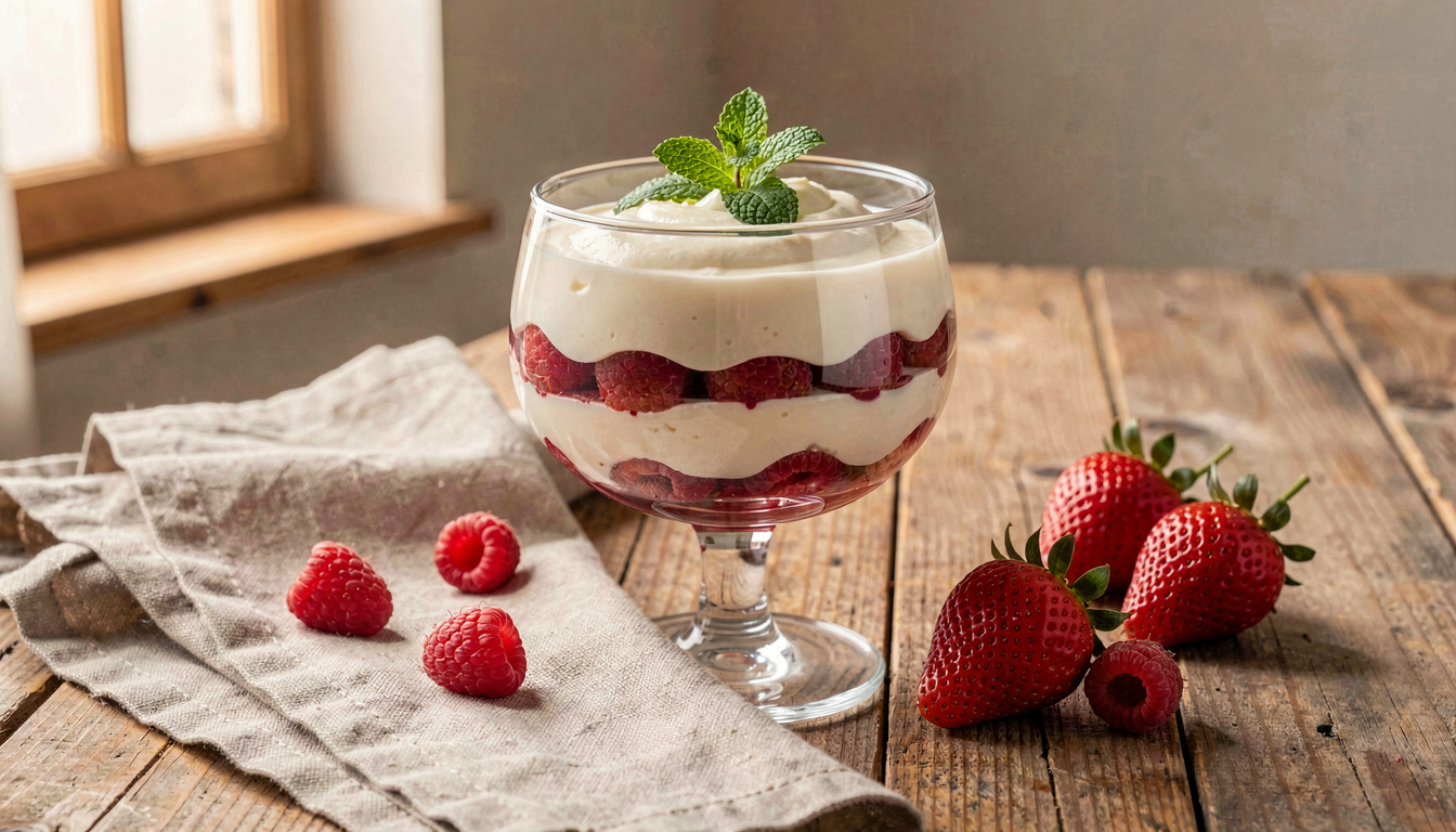 Présentation de verrines aux fruits rouges pour un dessert frais