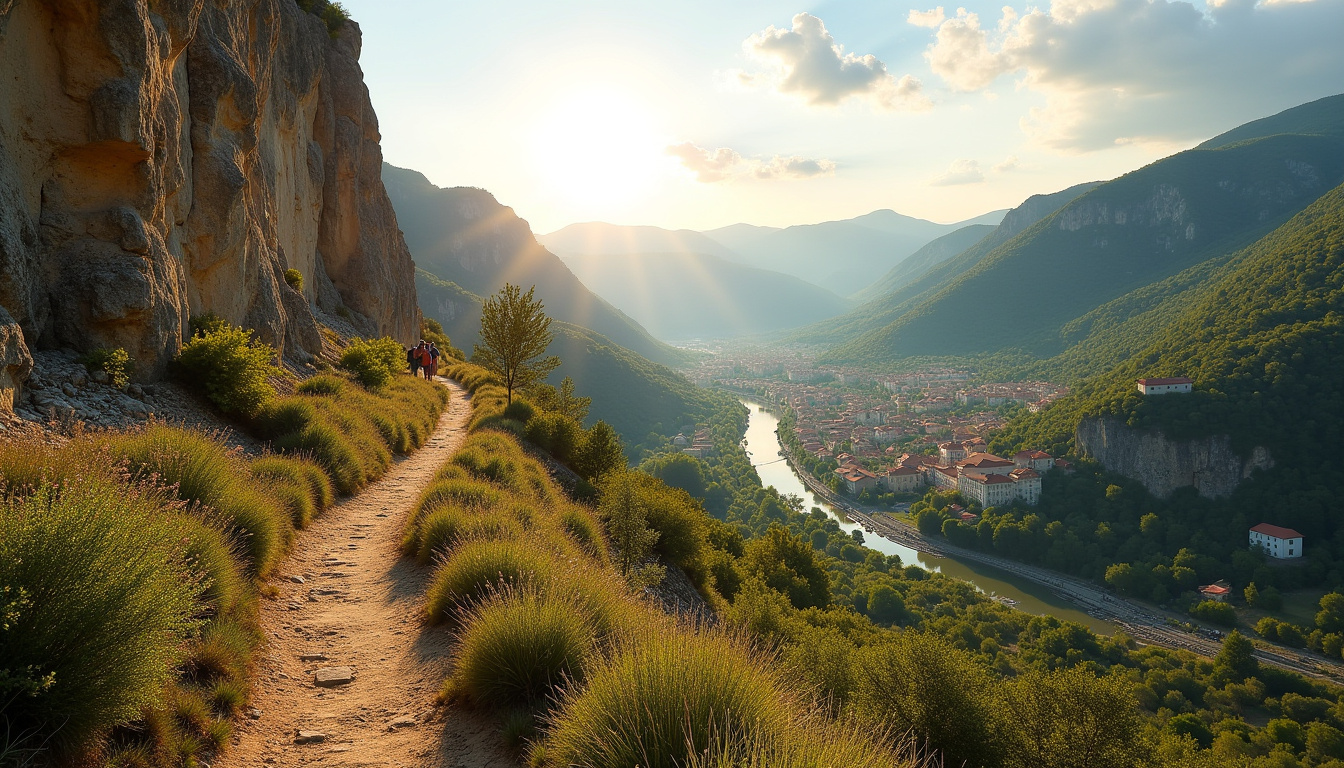 Sentier de randonnée avec vue sur Vivier et la vallée du Rhône