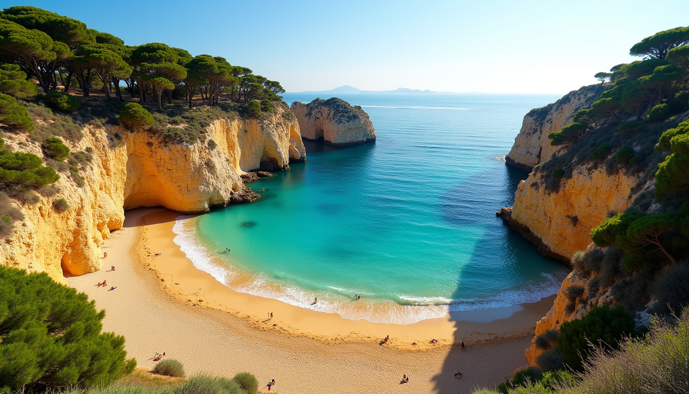 Vue d'ensemble de la plage de Bonneveine avec falaises et végétation environnante